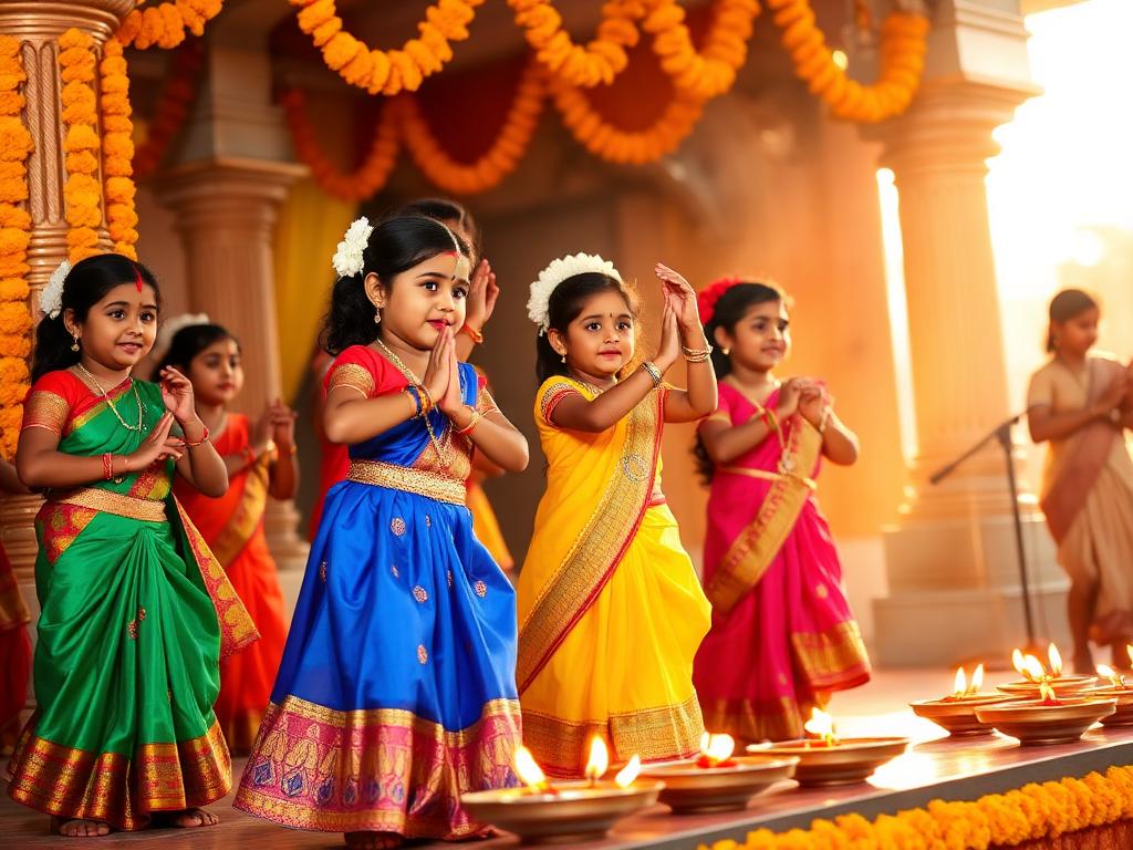 Children performing on stage at last year's Janmashtami celebration